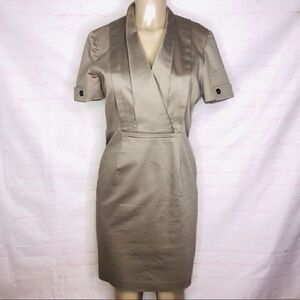 Tahari V cut pleated dress